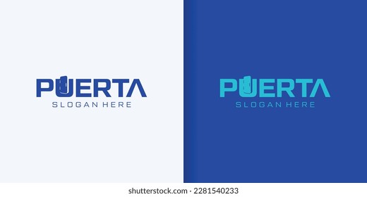 Door Logo, Open door Logo With Door Plate , Logo Design Simple Logo Vector Illustration