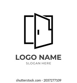 plantilla de logotipo de puerta con estilo de color negro de línea
