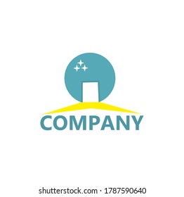 Door logo templates with blue sky are good for entertainment logos