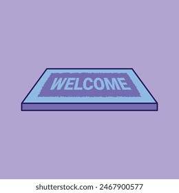 door mat icon vector. welcome door mat illustration icon. Welcome door carpet floor mat icon