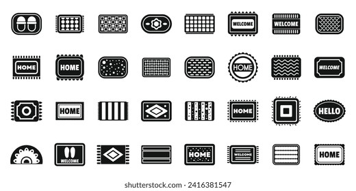 Door mat icons set simple vector. Floor office. Space rug welcome