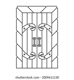 Door medieval vector outline icon. Vector illustration doors castle on white background. Isolated outline illustration icon of door medieval .