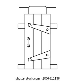 Door medieval vector outline icon. Vector illustration doors castle on white background. Isolated outline illustration icon of door medieval .