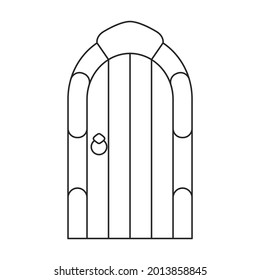 Door medieval vector outline icon. Vector illustration doors castle on white background. Isolated outline illustration icon of door medieval .