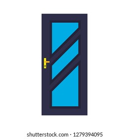 Door metal entry symbol vector icon front view. Home entrance room interior with doorknob.