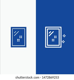 Door, Mirror, Cleaning, Wash Line and Glyph Solid icon Blue banner Line and Glyph Solid icon Blue banner