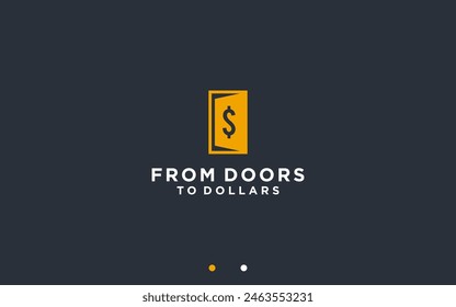 door with money logo design vector silhouette illustration