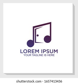 door music logo template design vector