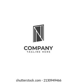 Door with N initial Logo Design