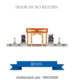 Door of No Return in Benin. Flat cartoon style historic sight showplace attraction web site vector illustration. World countries cities vacation travel sightseeing Africa collection.