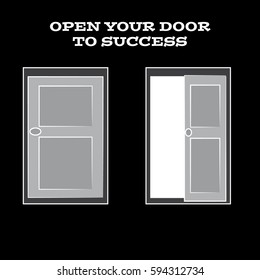  Door on black background. Vector illustration.