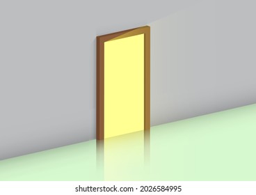 door on the wall with light outside