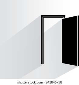 door on white background, flat and shadow theme