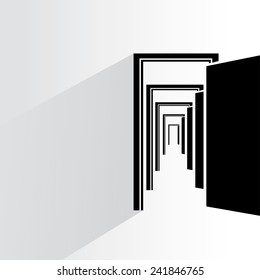 door on white background, flat and shadow theme