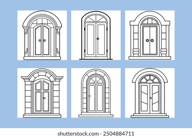 Door on white background lineart silhouette Vector illustration   