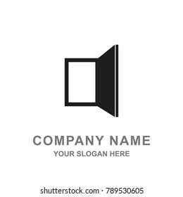 Door Open Building Architecture Construction Logo Vector