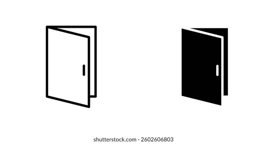 Door open flat Icons in line outline and flat solid style on white background