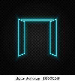 Door, open, icon neon icon. Blue and yellow neon vector icon.
