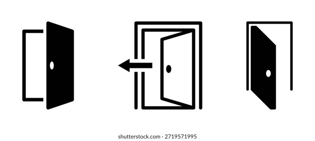 Símbolos de icono de puerta abierta. Ilustración vectorial. EPS 10