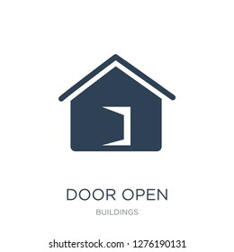 door open icon vector on white background, door open trendy filled icons from Buildings collection, door open vector illustration