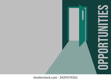 La puerta es una infografía abierta con espacio de texto. Plantilla de diseño para presentación.