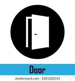 Puerta. Puerta abierta. Concepto de seguridad. Vector