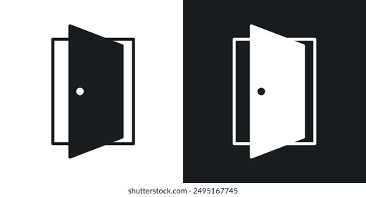 Icono de Vector de puerta abierta establecido en estilo sólido.