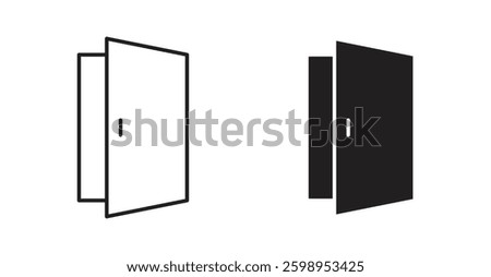 Door open vector line icon illustration collection.