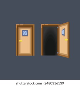 door and open door vector for simple animation
