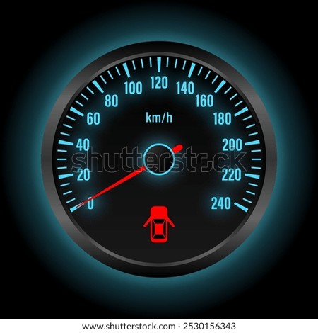 Door Open Warning Light on Car Dashboard. Vector Illustration. 