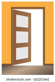 Door opened , classic design with lock, vector eps10
