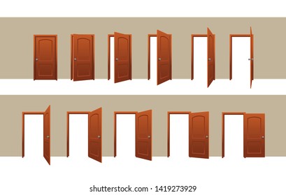 Door Opening Motion Sequence Animation Set Vector