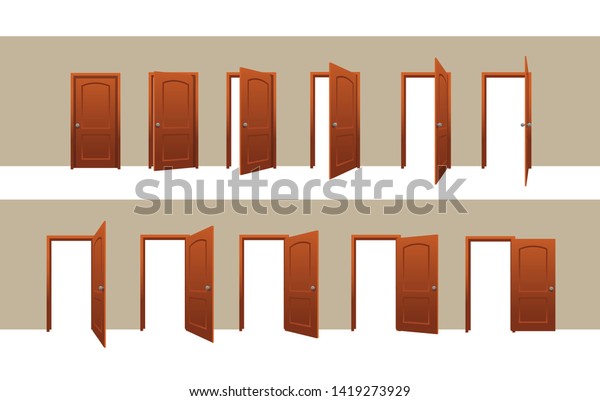Door Opening Motion Sequence Animation Set Stock Vector Royalty Free
