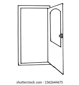 Door opens with a black outline. - vector