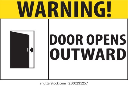 La puerta se abre hacia afuera aviso de advertencia Vector, la puerta se balancea hacia afuera aviso de advertencia Vector