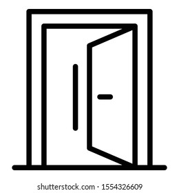 Door out icon. Outline door out vector icon for web design isolated on white background