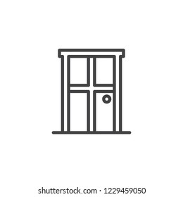 Door outline icon. linear style sign for mobile concept and web design. Entrance door simple line vector icon. Symbol, logo illustration. Pixel perfect vector graphics