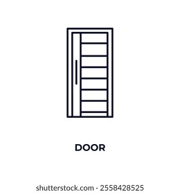 door  outline icon. Linear vector from furniture concept. Thin line door  icon isolated on white background
