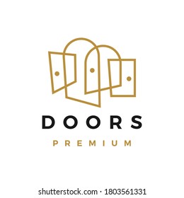 ilustración del icono del vector del logotipo del contorno de puerta