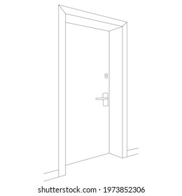 door outline, sketch on white background