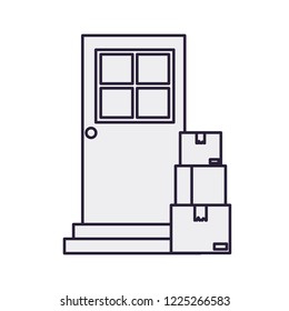 door with packages isolated icon