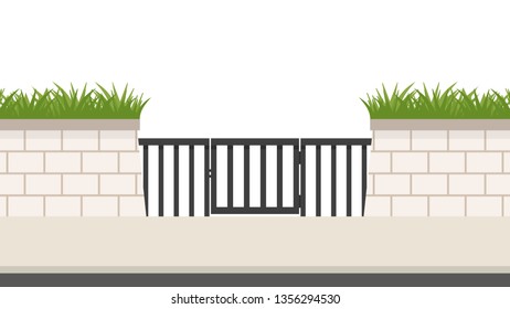 Door park vector. brick pattern. wallpaper. free space for text. copy space.