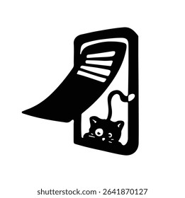 Door, passage for cat logo silhouette illustration, vector