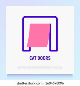 Door for pet thin line icon. Modern vector illustration for pet shop.