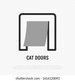 Door for pet thin line icon. Modern vector illustration for pet shop.