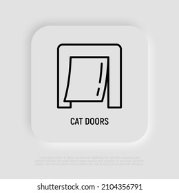 Puerta para el icono de la línea delgada de mascota. Puerta del gato. Ilustración vectorial moderna para tienda de mascotas.