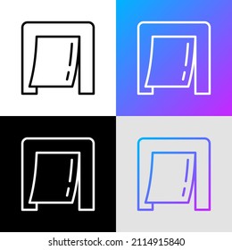 Puerta para el icono de la línea delgada de mascota. Puerta del gato. Ilustración vectorial moderna para tienda de mascotas.