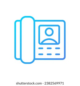 Door phone pixel perfect gradient linear vector icon. Guest and resident communication. Intercom appliance. Thin line color symbol. Modern style pictogram. Vector isolated outline drawing