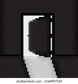 Door. Pixel art, a wood door vector.