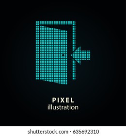 Door - pixel icon. Vector Illustration. Design logo element. Isolated on black background. It is easy to change to any color.